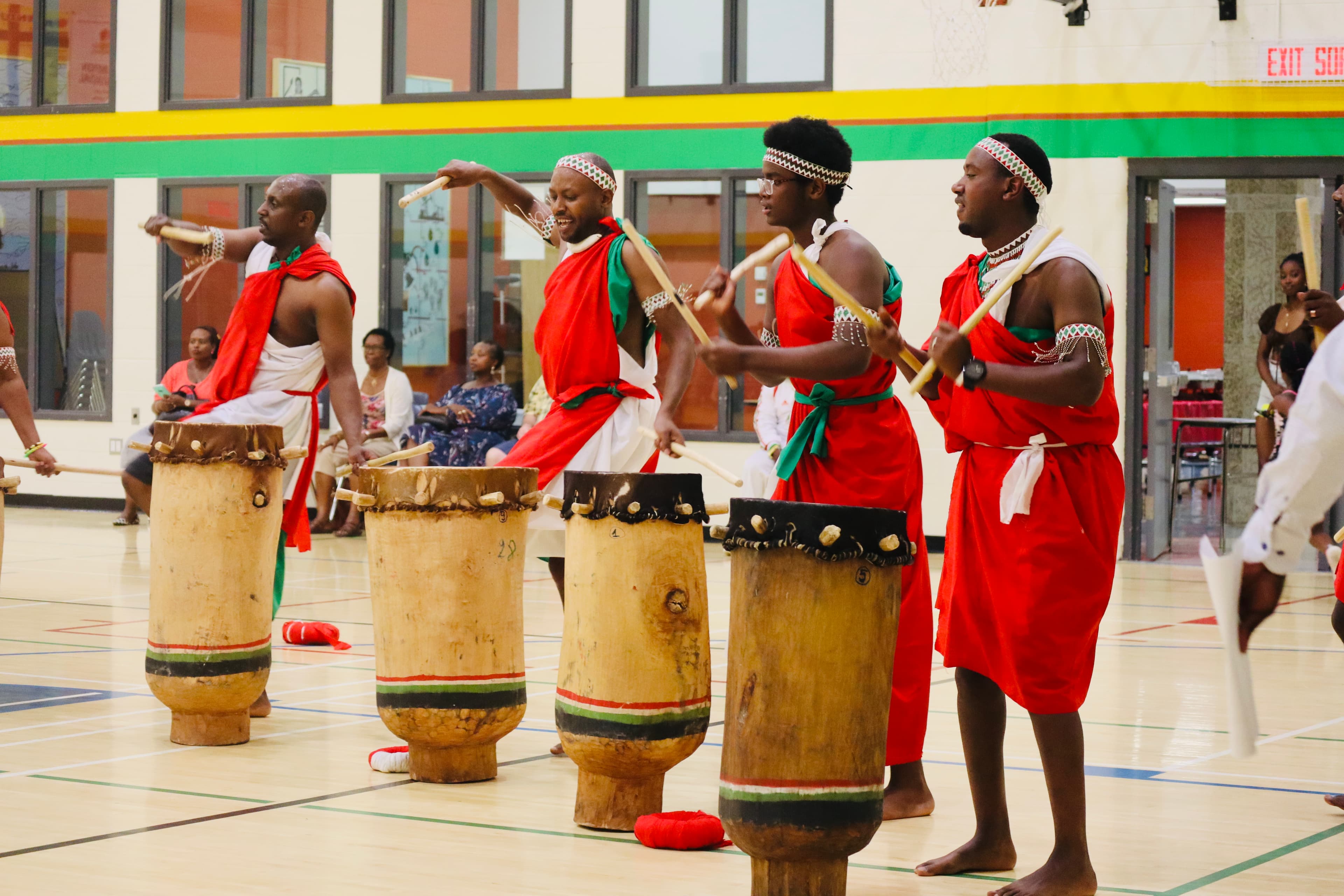 Abahebera drummers performing